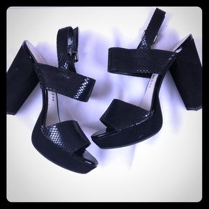 Anne Klein open toe block heels